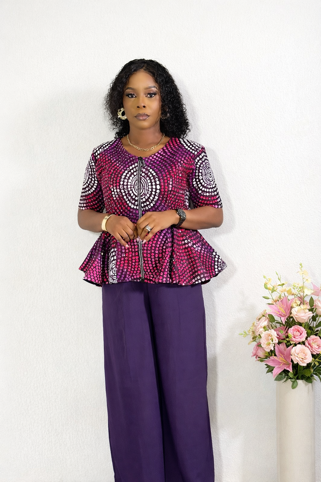 Rose peplum short sleeve 