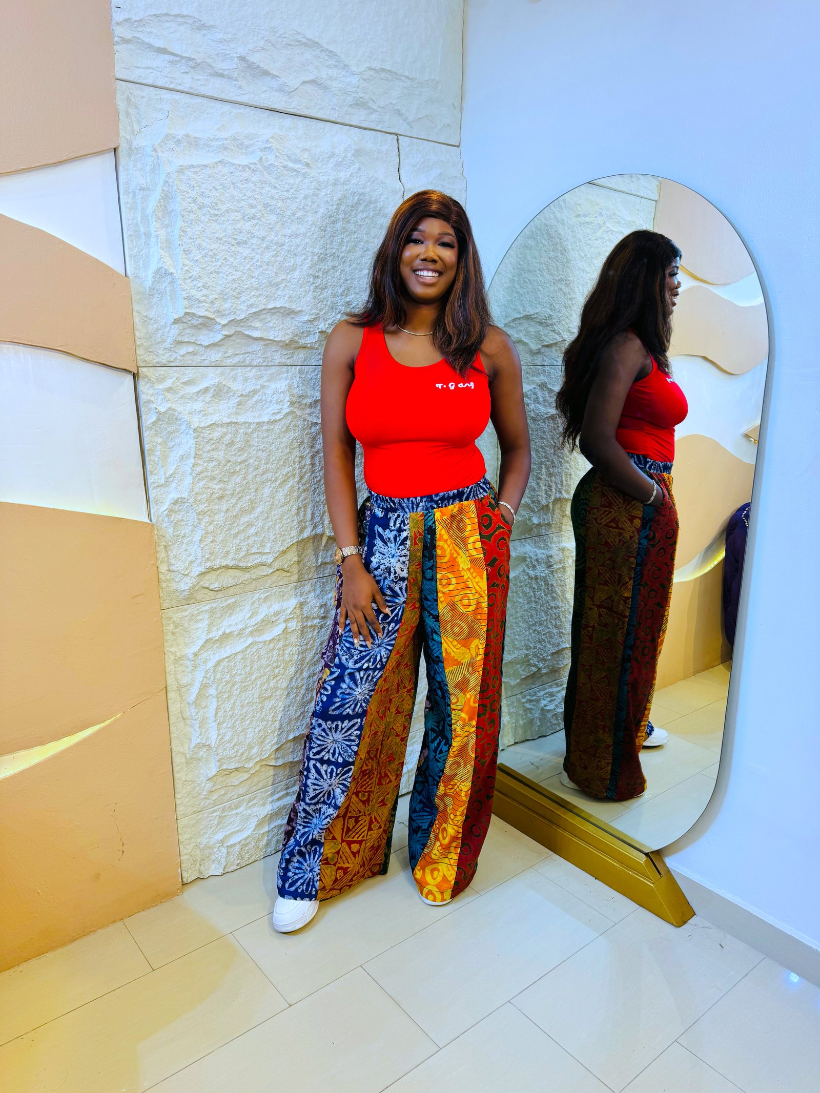 Pamela patched adire pant